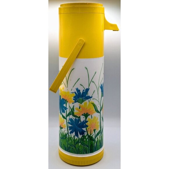 Aladdin's Pump-A-Drink Thermos with Built-In Drink Dispenser Floral Fantasy  Vtg - Picture 1 of 5
